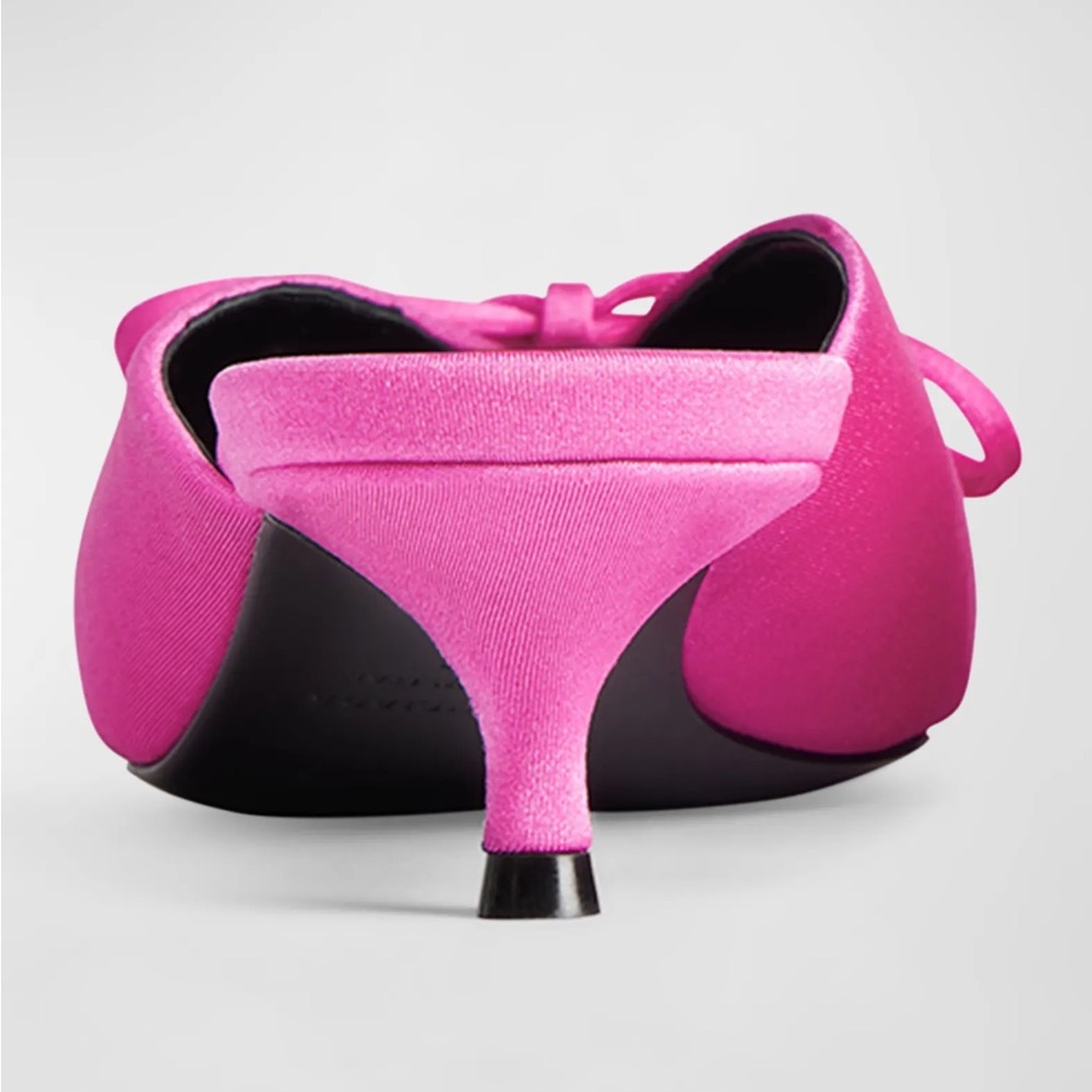 Balenciaga Knife Kitten Heel Bow Mule Pink Size 37 EU / 7 US NIB - Picture 11 of 15